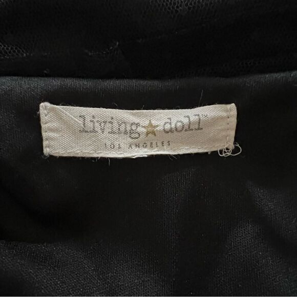 LIVING Doll Black Mesh Dot Layered Floral Embroidered Top - Picture 6 of 6